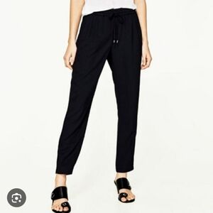 Zara Women's Black Drawstring Trousers